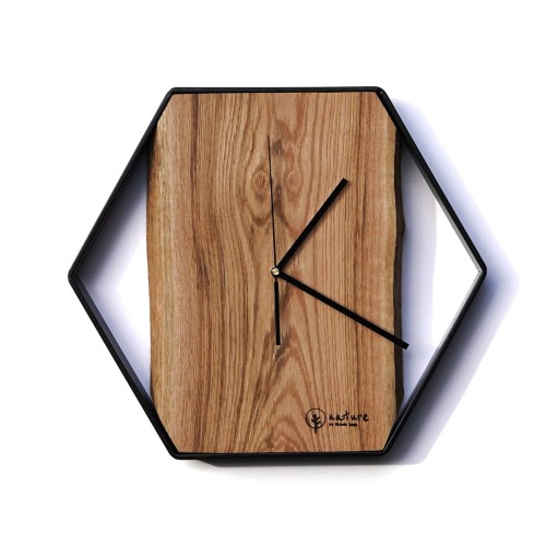 Sześciokątny zegar loftowy Time&Vertical - CZARNY (1).jpg