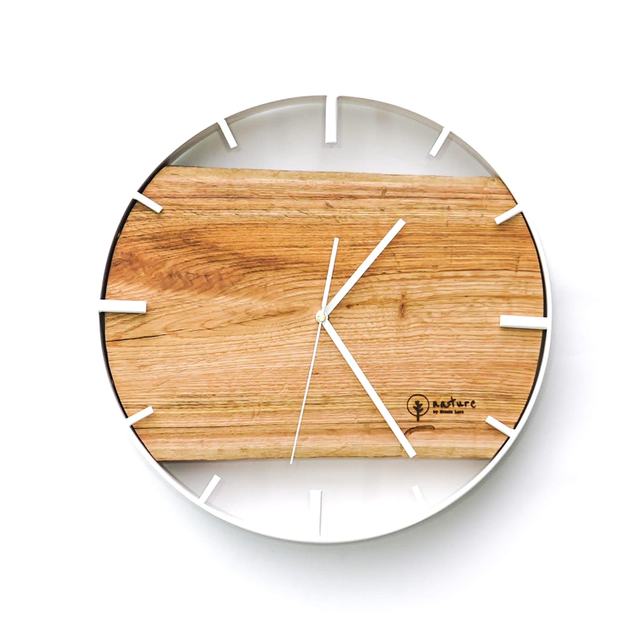 Okrągły zegar loftowy Time&Double biały